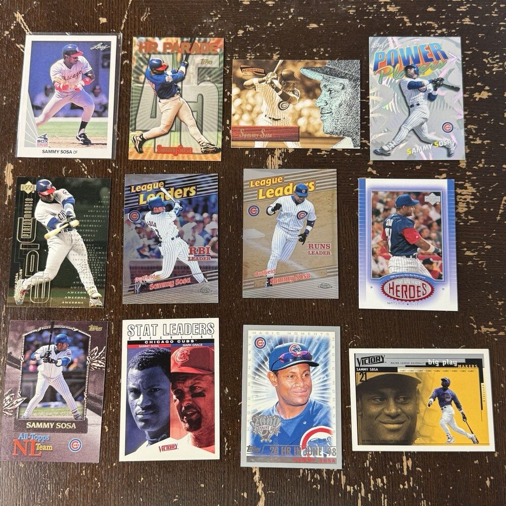 Sammy Sosa 12 Card Lot NM MLB Baseball w Rookie RC Topps HR Parade Power Players